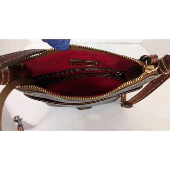 Dooney & Bourke Purse Lizard Embossed Letter Carrier Crossbody Chestnut Pebbled - Picture 4 of 7